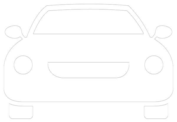 Icon graphic of a front view of a white sedan car