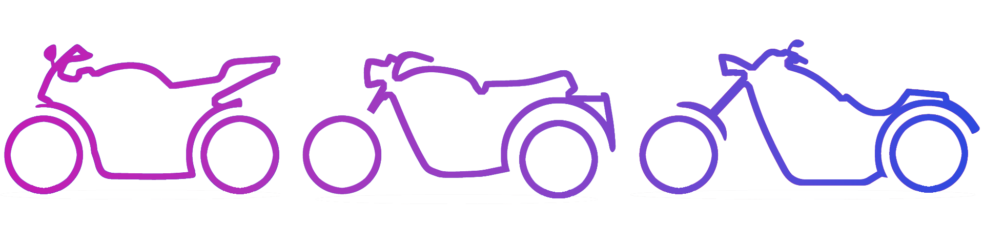 Side view of a red and black motorbike. The front 30% has a pink background, the middle 40% has a white background, the rear 30% has a blue background. This represents the different options of dividing a motorbike’s value through motorbike finance.